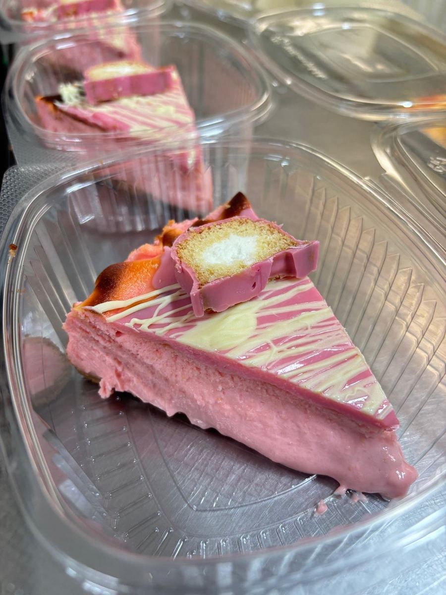 Tarta de queso rosa
